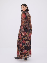 Raishma Black Aspen High Neck Long Sleeve Classic Fit Floral Dress - Image 2 of 3