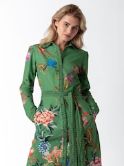 Raishma Green Olea Floral Pattern Tie Waist High Neck Dress - Image 3 of 3