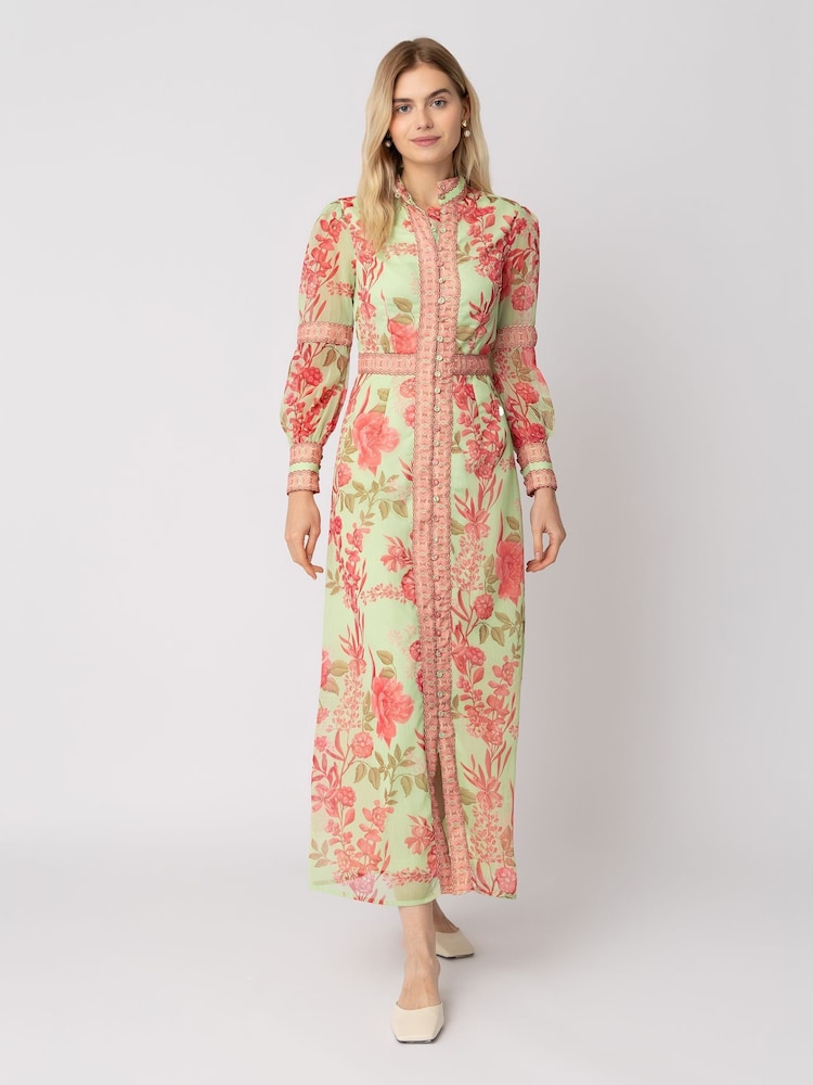 Verde - Raishma Aspen Alto Neck Long Sleeve Classic Fit Floral Dress - Imagen 1 de 3 Verde - Raishma Aspen Alto Neck Long Sleeve Classic Fit Floral Dress - Imagen 1 de 3