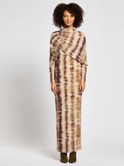 Daska Brown Carina Maxi Dress With Long Sleeves And Cape Ruched Detail - Image 1 of 4