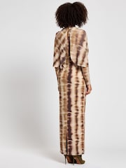 Daska Brown Carina Maxi Dress With Long Sleeves And Cape Ruched Detail - Image 2 of 4