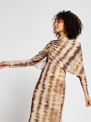 Daska Brown Carina Maxi Dress With Long Sleeves And Cape Ruched Detail - Image 3 of 4