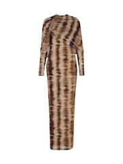 Daska Brown Carina Maxi Dress With Long Sleeves And Cape Ruched Detail - Image 4 of 4