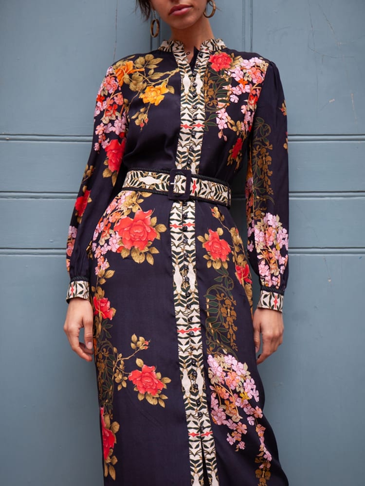Negro - Raishma Brenna Floral Long-Sleeved Crepe Dress - Imagen 3 de 3 Negro - Raishma Brenna Floral Long-Sleeved Crepe Dress - Imagen 3 de 3