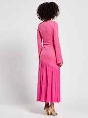 Daska Pink Meissa Maxi Dress With Long Sleeve And Textured Contrast Detail - Image 2 of 4
