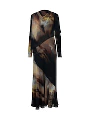 Daska Black Ali Maxi Dress With Long Sleeves And Front Wrap Detail - Image 4 of 4