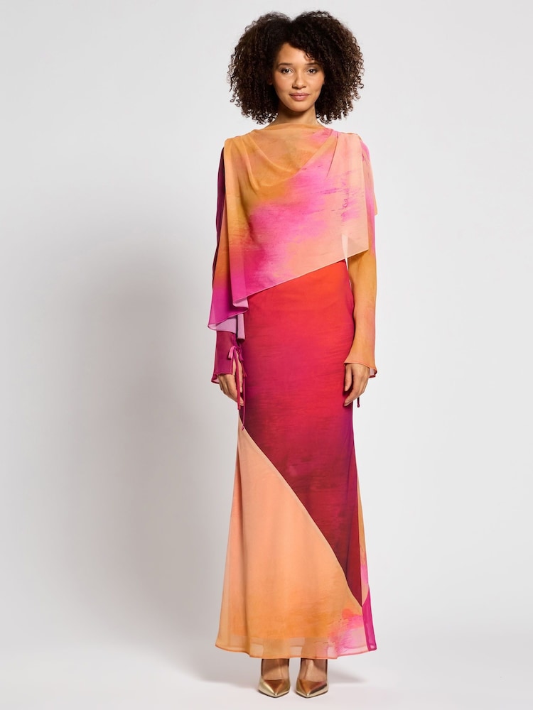 Daska Yellow Ali Maxi Dress With Long Sleeves And Front Wrap Detail - Image 1 of 4