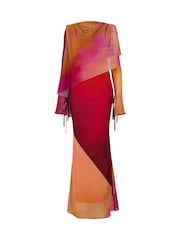Daska Yellow Ali Maxi Dress With Long Sleeves And Front Wrap Detail - Image 4 of 4