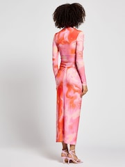Daska Pink Athena Side Twist Maxi Dress With Long Sleeves - Image 2 of 4