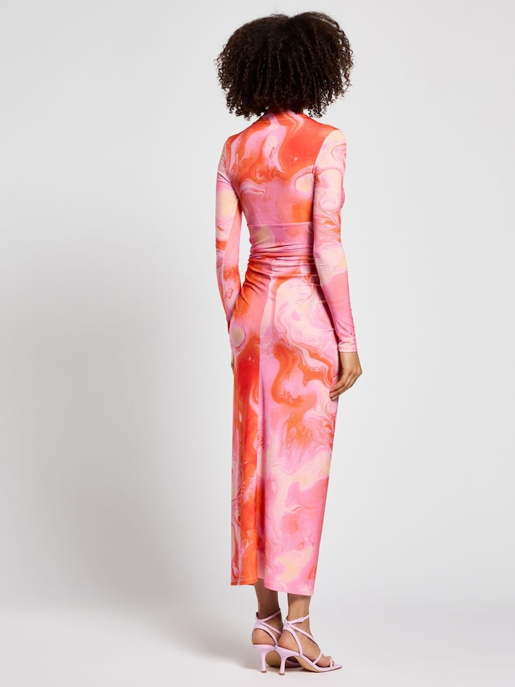 Daska Pink Athena Side Twist Maxi Dress With Long Sleeves - Image 2 of 4