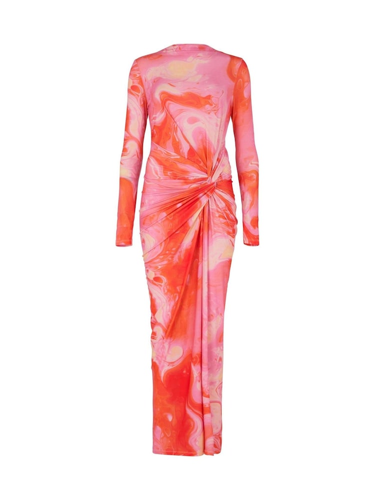 Daska Pink Athena Side Twist Maxi Dress With Long Sleeves - Image 4 of 4