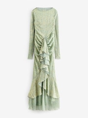 Daska Green Alya Maxi Dress With Long Sleeves And Wrapped Front Detail - Image 1 of 1