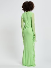 Daska Green Circe Maxi Dress With Long Sleeves And Ruffle Details - Image 2 of 4