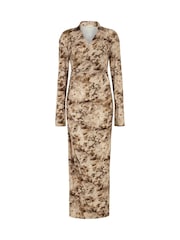 Daska Brown Scorpio Maxi Wrap Dress With Long Sleeves - Image 4 of 4