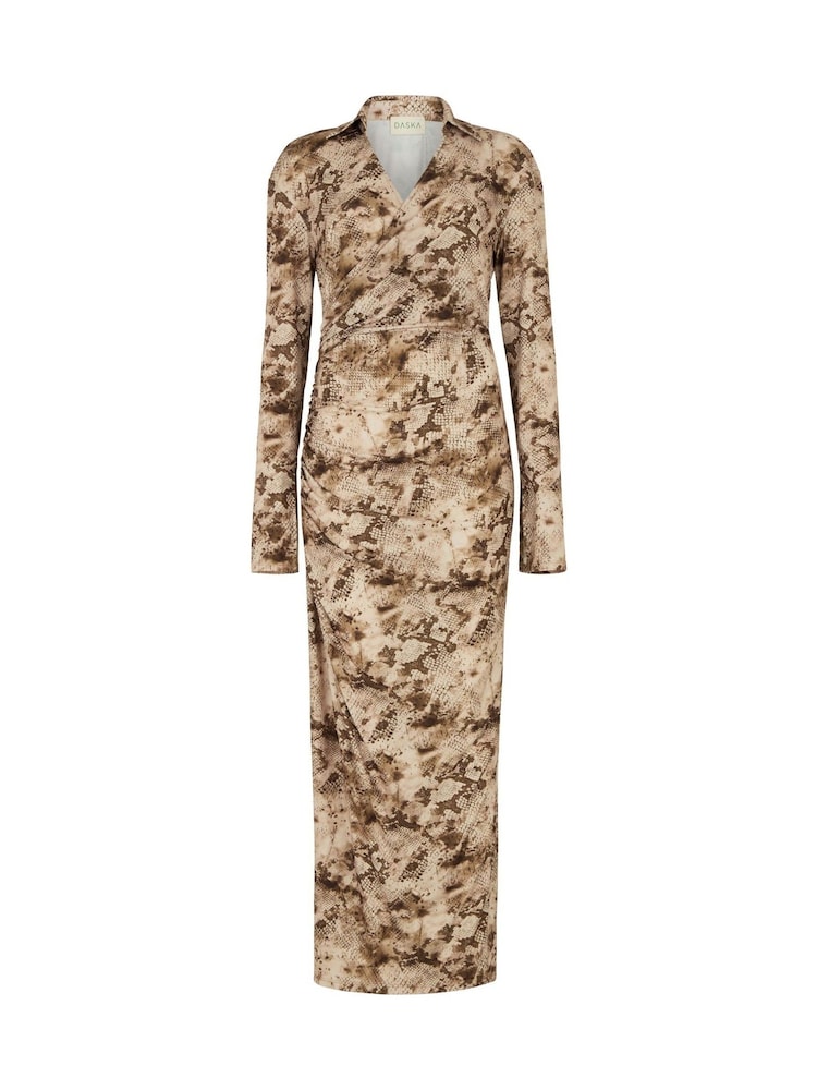 Daska Brown Scorpio Maxi Wrap Dress With Long Sleeves - Image 4 of 4