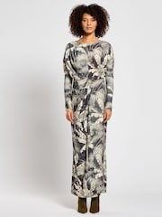 Daska Black Maxi Dress With Long Sleeves And Buckle Detail - Image 1 of 4