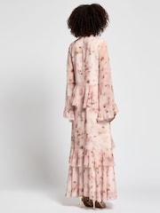 Daska Pink Amy Maxi Dress With Long Sleeves And Ruffle Detail On Waist - Image 2 of 4