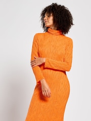 Daska Orange Silia Maxi Dress With Long Sleeves In A Textured Fabric - Image 3 of 4
