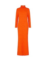 Daska Orange Silia Maxi Dress With Long Sleeves In A Textured Fabric - Image 4 of 4
