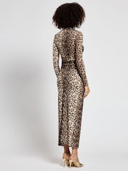 Daska Animal Print Athena Side Twist Maxi Dress With Long Sleeves - Image 2 of 4