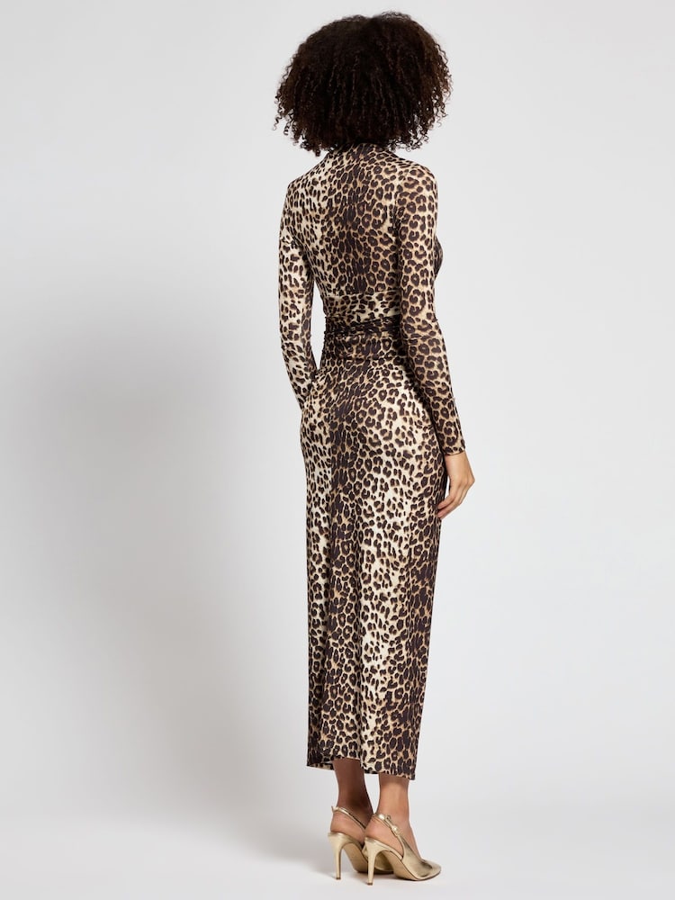 Daska Animal Print Athena Side Twist Maxi Dress With Long Sleeves - Image 2 of 4