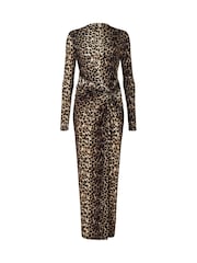 Daska Animal Print Athena Side Twist Maxi Dress With Long Sleeves - Image 4 of 4