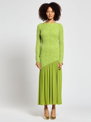 Daska Green Meissa Maxi Dress With Long Sleeve And Textured Contrast Detail - Image 1 of 4