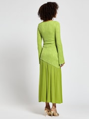 Daska Green Meissa Maxi Dress With Long Sleeve And Textured Contrast Detail - Image 2 of 4