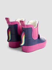 JoJo Maman Bébé Navy Cosy Lined Unicorn Ankle Wellies - Image 2 of 5