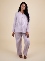 JoJo Maman Bébé Berry Maternity Gingham Pyjama Set - Image 1 of 5