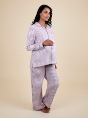 JoJo Maman Bébé Berry Maternity Gingham Pyjama Set - Image 2 of 5