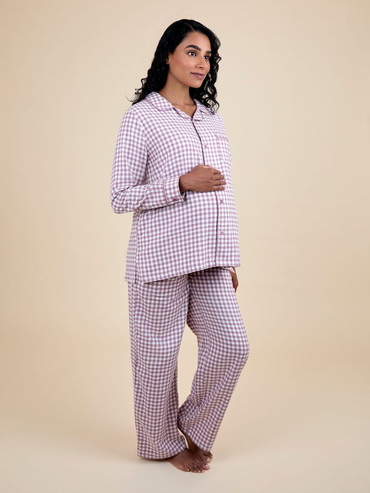 JoJo Maman Bébé Berry Maternity Gingham Pyjama Set - Image 2 of 5