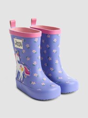 JoJo Maman Bébé Purple Unicorn Character Wellies - Image 1 of 4