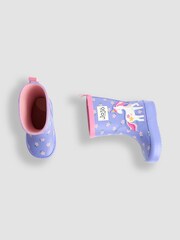 JoJo Maman Bébé Purple Unicorn Character Wellies - Image 3 of 4