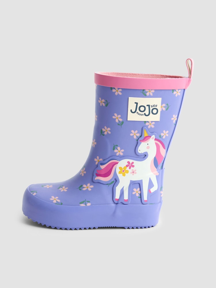 JoJo Maman Bébé Purple Unicorn Character Wellies - Image 4 of 4