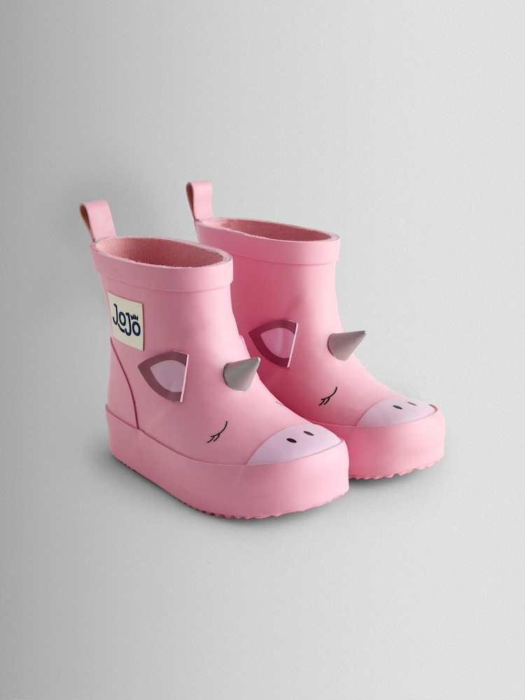 JoJo Maman Bébé Pink Print Short Wellies - Image 1 of 5