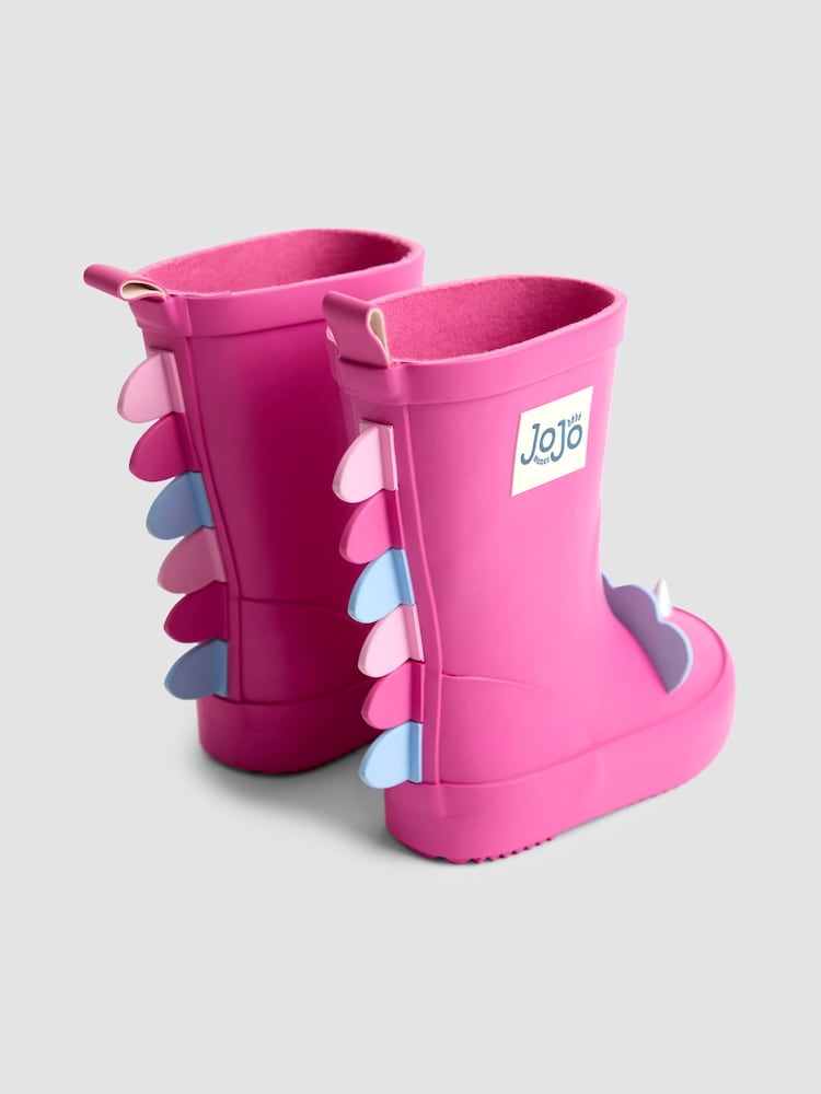 JoJo Maman Bébé Fuchsia Pink Dino Character Wellies - Image 2 of 5