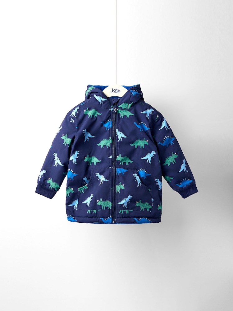 أزرق - JoJo Maman Bébé Reversible Fleece Lined Jacket - صورة 1 من 8