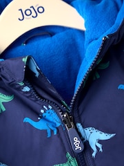أزرق - JoJo Maman Bébé Reversible Fleece Lined Jacket - صورة 6 من 8
