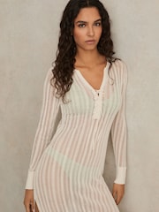 Reiss Cream Samantha Knitted Beach Cover-Up Dress - Image 5 of 6