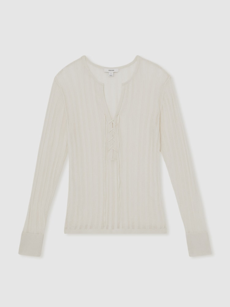 Reiss Cream Saman Knitted Beach Cover-Up Top - Image 2 of 6