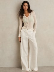 Reiss Cream Saman Knitted Beach Cover-Up Top - Image 3 of 6