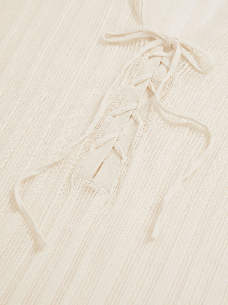 Reiss Cream Saman Knitted Beach Cover-Up Top - Image 6 of 6