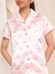 Lipsy White Bow Satin Pyjamas (5-16yrs) - Image 2 of 4