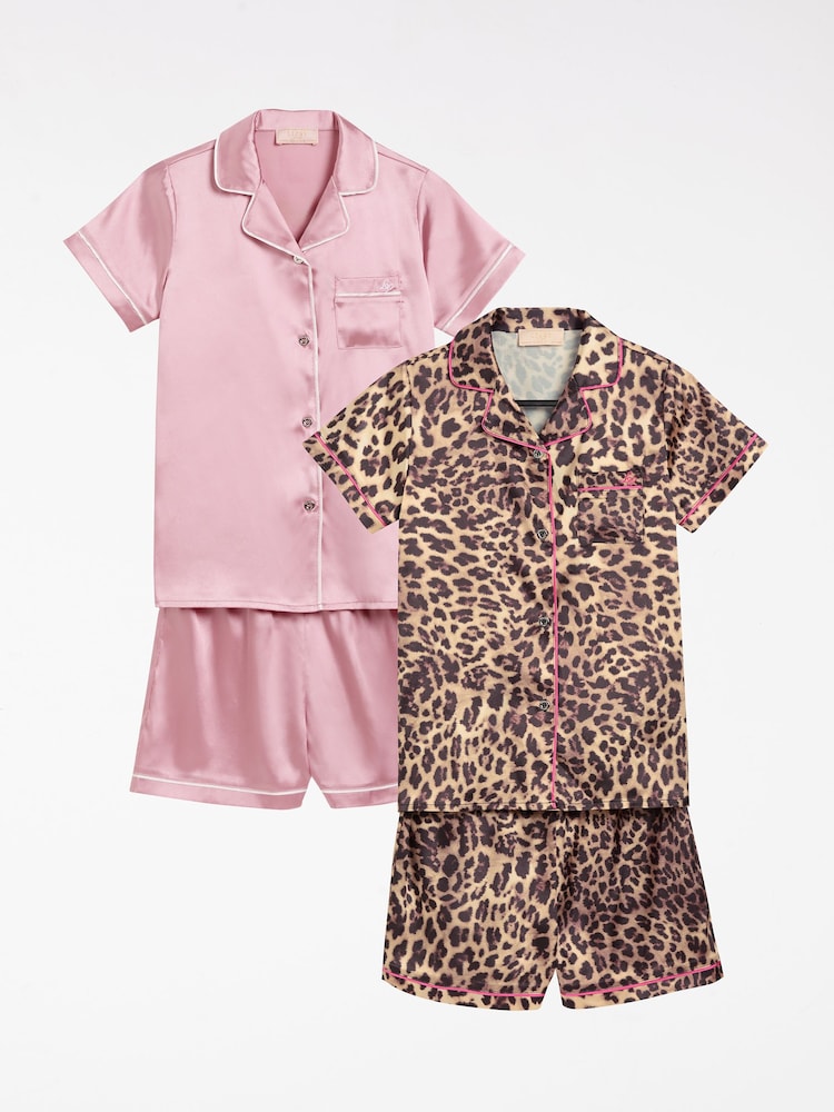 Rosa leopardo - Pack de 2 pijamas de satén de Lipsy (5-16 años) - Imagen 1 de 7 Rosa leopardo - Pack de 2 pijamas de satén de Lipsy (5-16 años) - Imagen 1 de 7