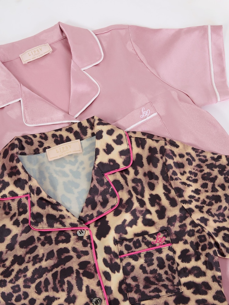 Rosa leopardo - Pack de 2 pijamas de satén de Lipsy (5-16 años) - Imagen 7 de 7 Rosa leopardo - Pack de 2 pijamas de satén de Lipsy (5-16 años) - Imagen 7 de 7