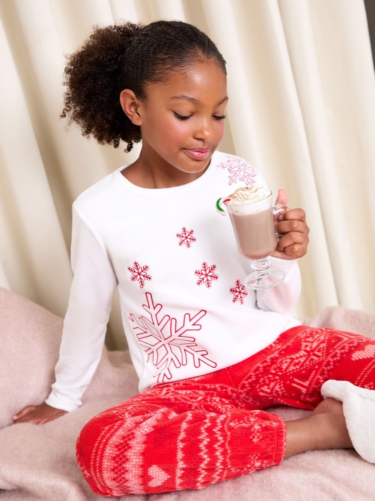 Red/White Snowflake - Lipsy Christmas Soft Touch Fairisle Twosie Pyjamas (5-16yrs) - Bild 4 von 4