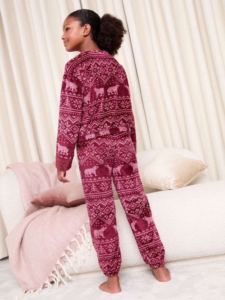 Lipsy Burgundy Red Polar Bear Christmas Soft Touch Fairisle Twosie Pyjamas (5-16yrs) - Image 4 of 4 Lipsy Burgundy Red Polar Bear Christmas Soft Touch Fairisle Twosie Pyjamas (5-16yrs) - Image 4 of 4