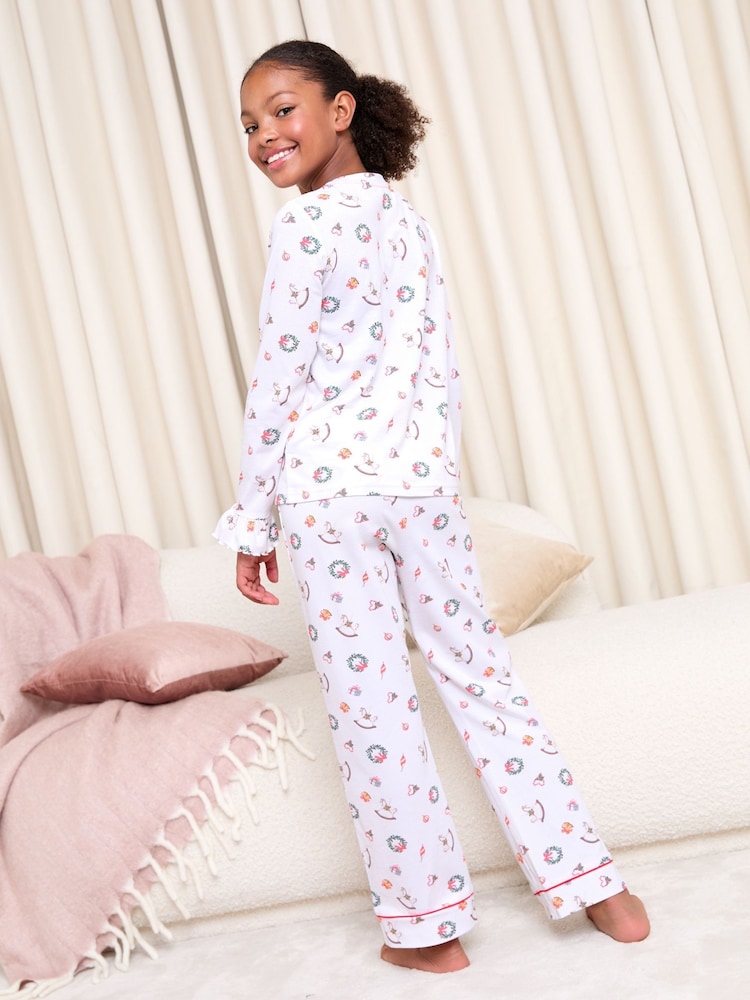 Lipsy Cream Garland Christmas Jersey Pyjamas Set (5-16yrs) - Image 4 of 4 Lipsy Cream Garland Christmas Jersey Pyjamas Set (5-16yrs) - Image 4 of 4