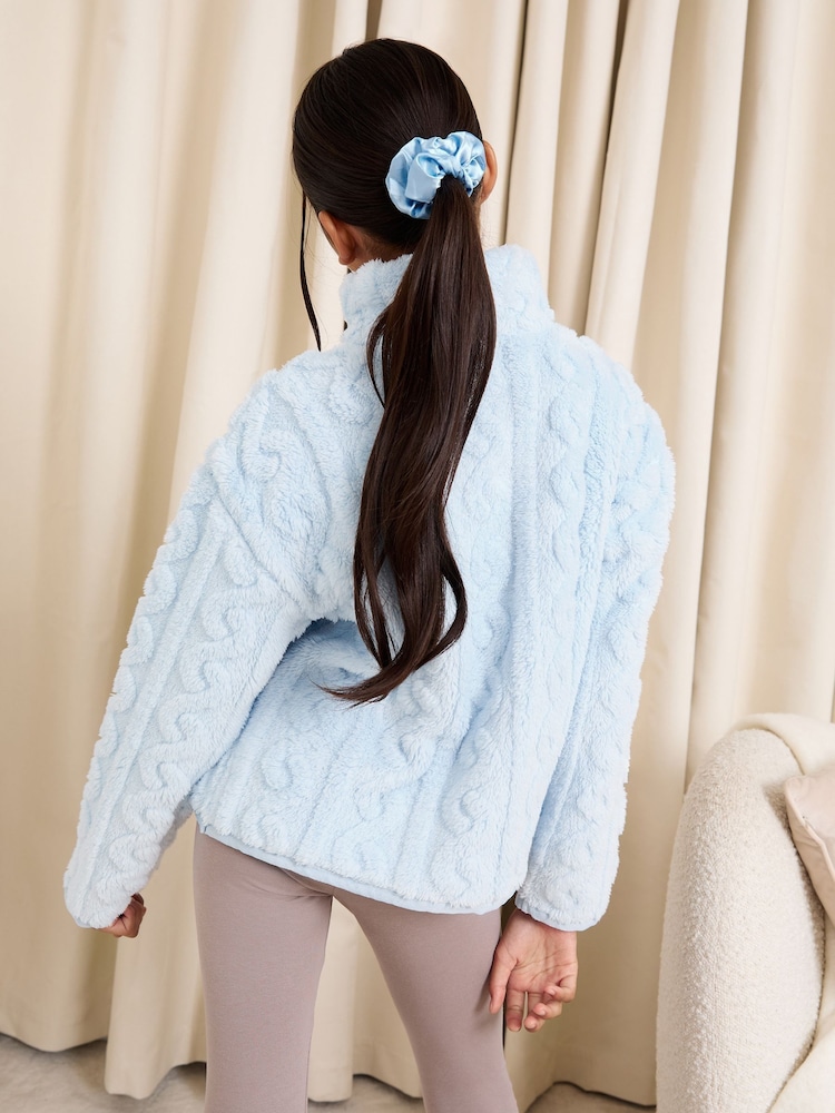Lipsy Blue Soft Touch Cable Fleece (5-16yrs) - Image 4 of 4